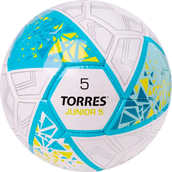 Мяч футб. TORRES Junior-5, F323805, р.5,глянц.ПУ,4 сл,32 п, руч.сш,бел-бирюзовый за 2&nbsp;070.60 ₽ в Якутске