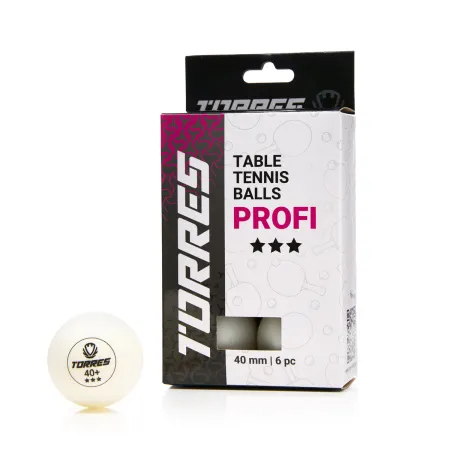 Мяч для наст. тенниса TORRES Profi 3*, TT23012, диам. 40+мм, упак. 6 шт, белый за 338.30 ₽ купить в Якутске