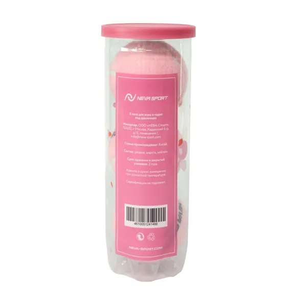 Мяч для падела NS Sakura, UAA2, уп.3 шт, сукно, нат.резина, розовый за 824.50 ₽ в Якутске